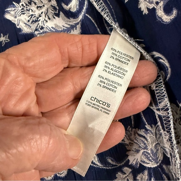 Chico’s Floral Jacket Open Front Paisley Blue White Women’s Sz Small (Chico’s 0) - Picture 12 of 13